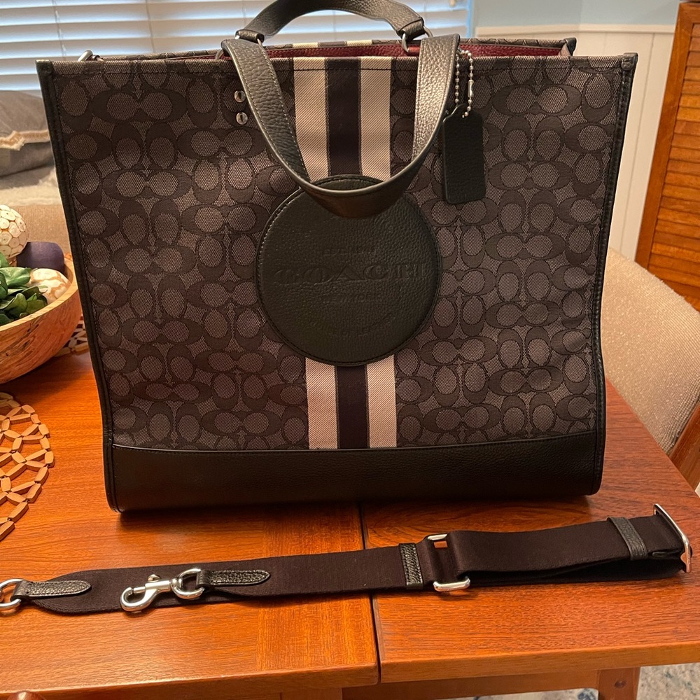 Coach Women’s Black and Gray Designer Tote Bag